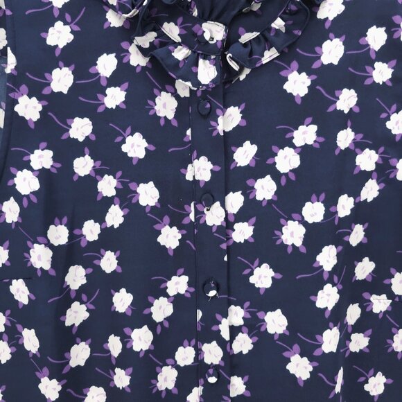 J.CREW Ruffleneck Sleeveless Popover Top Scattered Peony Floral Print Size LARGE - Picture 2 of 7